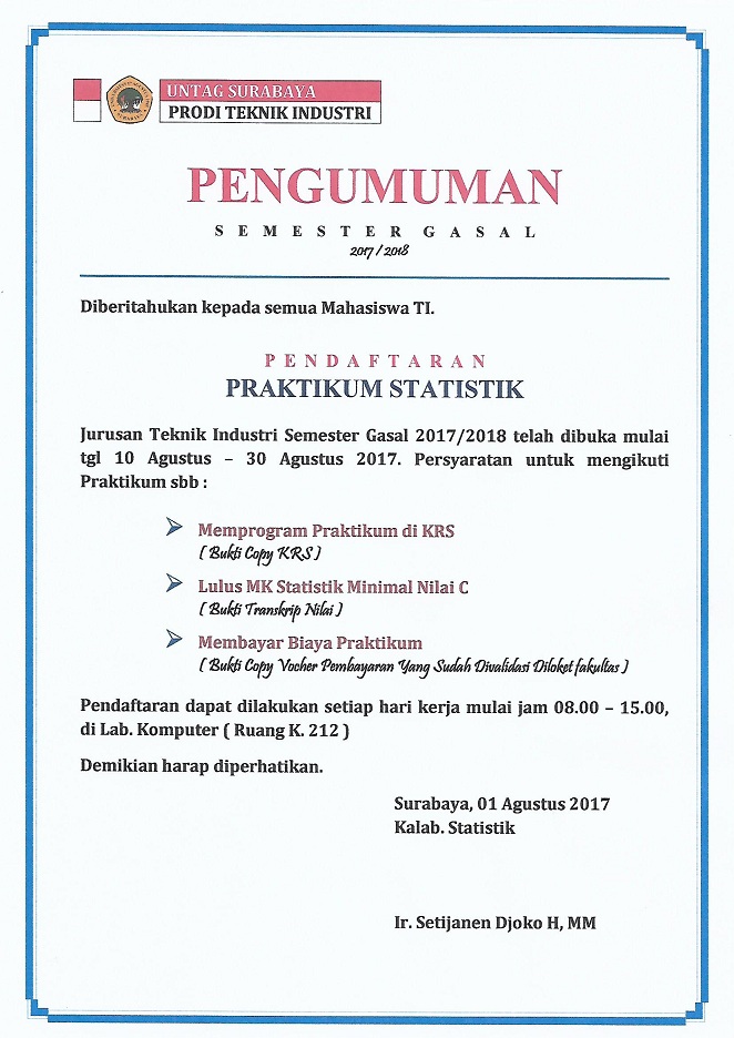 PRAKTIKUM STATISTIK GASAL 2017/2018